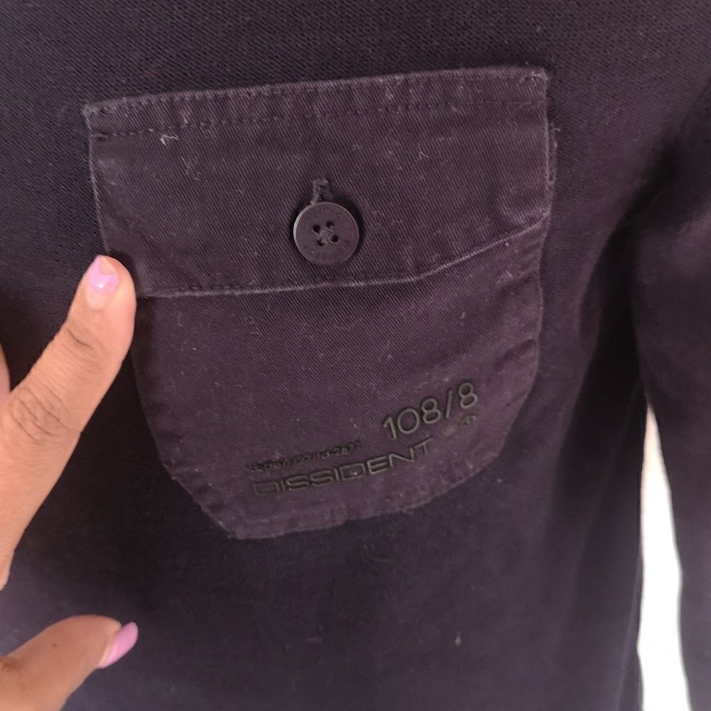 Dissident Men Crew-Neck  Knitted Logo Sweater Medium Navy Blue - Picture 9 of 16